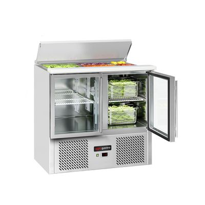 Saladette ECO - 903mm - 2 Glastüren - mit Einlass für 2x GN & 3x GN 1/6 & Edelstahldeckel