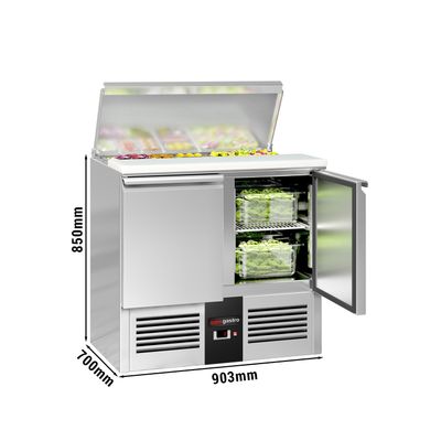 Saladette / mesa de refrigeração PREMIUM - 0,9 x 0,7 m - com 2 portas