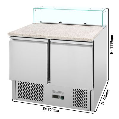 Холодильный стол саладетта со стекл.витриной - 0,9 x 0,7 м / 2 двери / объем: 240 л 