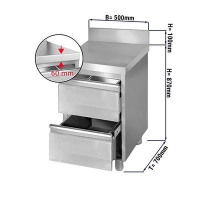 Kuhinjski ladičar PREMIUM sa 2 ladice & poleđinom - 500x700 mm