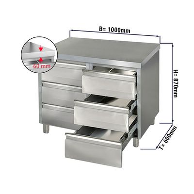 Kuhinjski ladičar PREMIUM sa 6 ladica - 1000x600 mm 