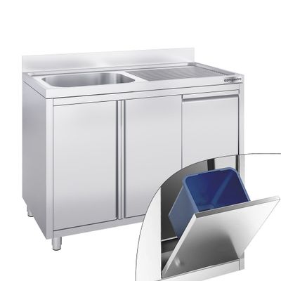 Spülschrank - 1200x700mm - mit Abfallbehälter & 1 Becken links