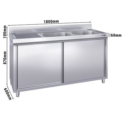 Sudoper za pranje PREMIUM - 1800x600 mm - Sa 2 sudopera na desnoj strani 