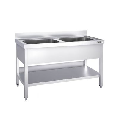 Spültisch PREMIUM - 1200x600mm - mit Grundboden & 2 Becken mittig