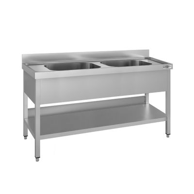 Spültisch ECO - 1400x600mm - mit Grundboden & 2 Becken mittig