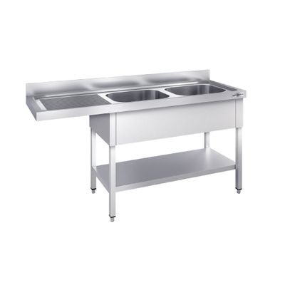 Spülmaschinen-Spültisch - 1800x600mm - mit 2 Becken rechts