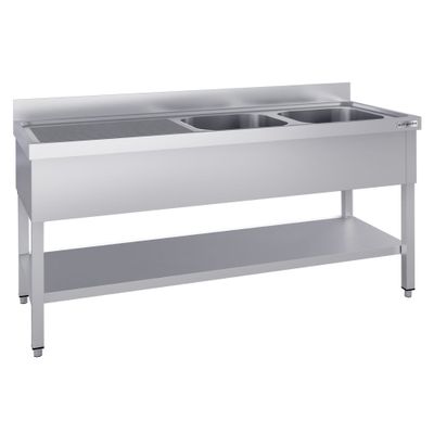 Spültisch ECO - 2000x700mm - mit Grundboden & 2 Becken rechts