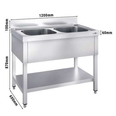 Sink unit with floor base 1,2 m - 2 sink in center L 50 x B 40 x T 25 cm