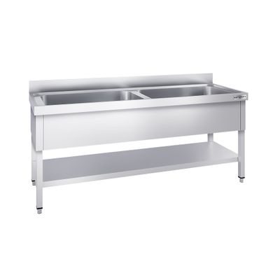 Topfspültisch Premium - 1800x700mm - mit Grundboden & 2 Becken