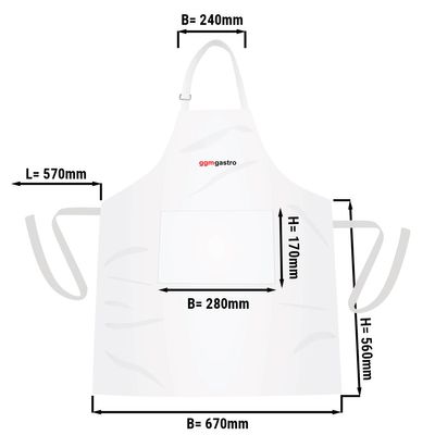 (5 pieces)   Bistro apron - White - with GGM Gastro Logo - W x H: 67 x 84 cm	