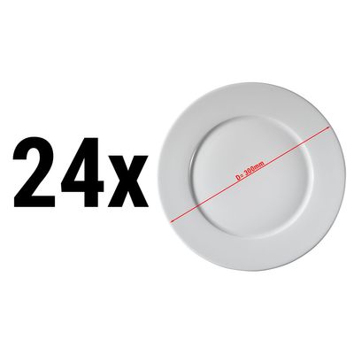 (24 pièces) PERA Blanc - Assiette plate - Assiette à pizza - Ø 30 cm
