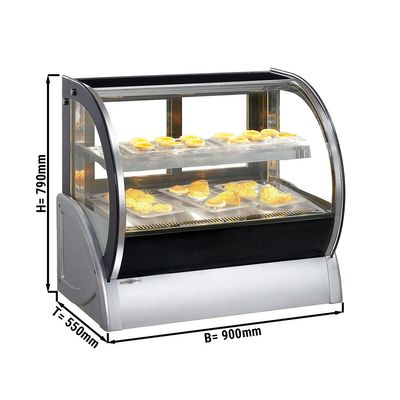 Table-top hot display case - 900mm - round - with 1 shelf