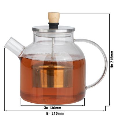 BEEM lasinen teekannu - siiviläosalla - 1,5 litraa