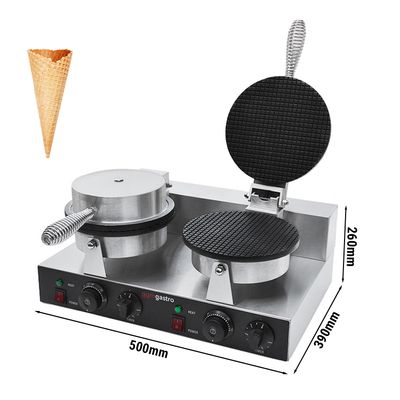 Waffle iron - for ice cream cones - Ø 190mm - Double - 2,6kW