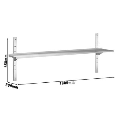 PREMIUM wall shelves - 1800x300mm - with 1 shelf