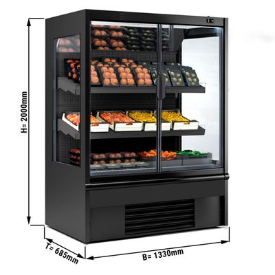 Полиця холодильна пристінна чорна - 1,33 х 0,68 м - з 2 полицями та дзеркалом