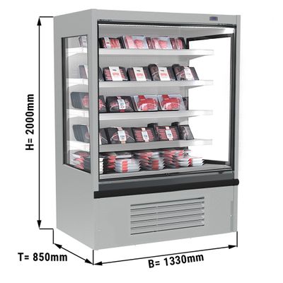 Wall-mounted refrigerated shelf - 1330mm - with LED lighting & 4 shelves