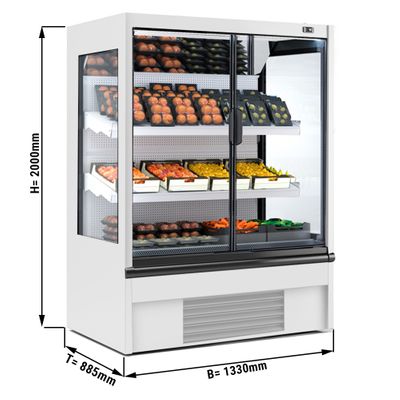 Supermarket hladnjak - 1330 mm - Sa LED osvjetljenjem, izoliranim staklenim vratima & 2 police 