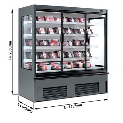 Пристінний холодильний стелаж Grey - 1,96 х 0,68 м - з 4-ма полицями