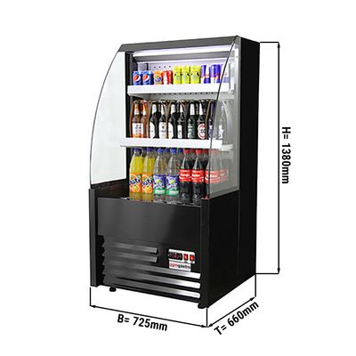 Пристінний холодильний стелаж - 0,72 х 1,4 м - з 2-ма полицями