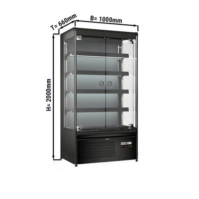 Supermarket hladnjak - 1000 mm - 360 litara - Sa LED osvjetljenjem, staklenim vratima & 4 police