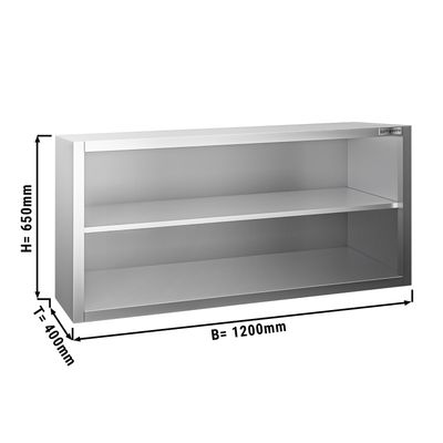 Stainless steel wall cabinet PREMIUM - 1200x400mm - without sliding door - 650mm high