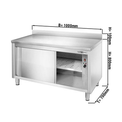 Heating cabinet PREMIUM - 1.0 m - with backsplash