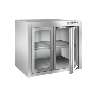 Edelstahl Wandhängeschrank - 800x400mm - mit Glasflügeltür - 800mm hoch