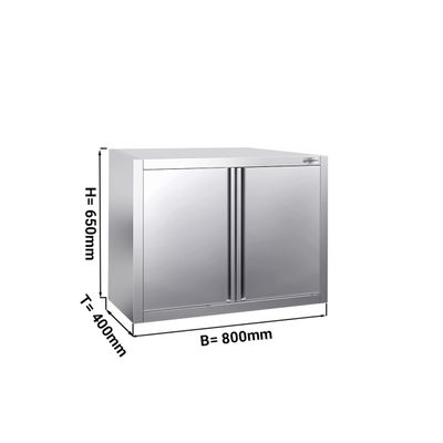 RVS hangkast Premium -  800 x 400 - hoogte: 650 - met draaideur