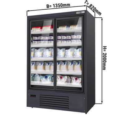 Wall freezer - 1.35 m - 831 liters - with 4 shelves - BLACK