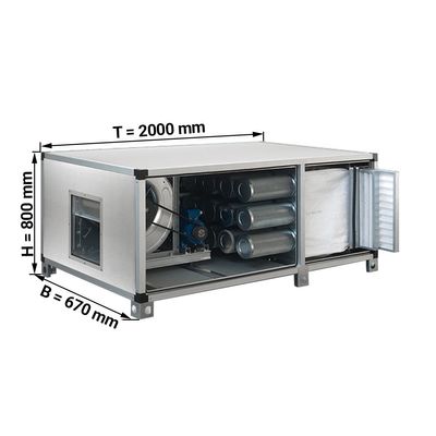 Sistem de purificare a aerului 3500 m³ - cu filtru pre, buzunar și cu cărbune activ