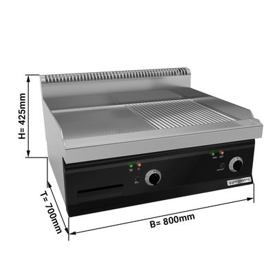 Električna ploča za pečenje - glatka + ožlijebljena (8 kW)