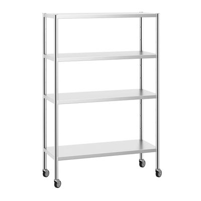 Edelstahlregal PREMIUM - 1200x490mm - mit 4 Ablagen (VERSTELLBAR) - inkl. 4 Rollen
