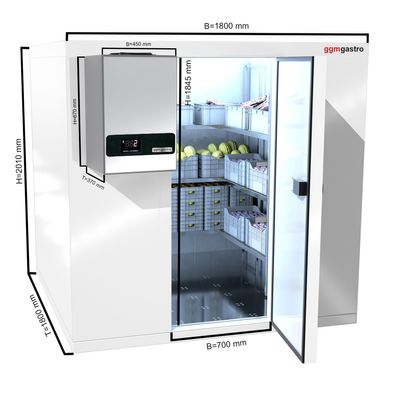 Kühlzelle - 1,8 x 1,8 m - Höhe: 2,01 m - 4,97 m³ - inkl. Wandkühlaggregat PLUS