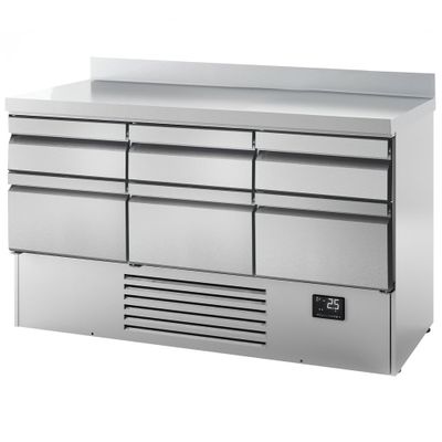 Kühltisch Premium PLUS - 1460x700mm - 6 Schubladen & Aufkantung