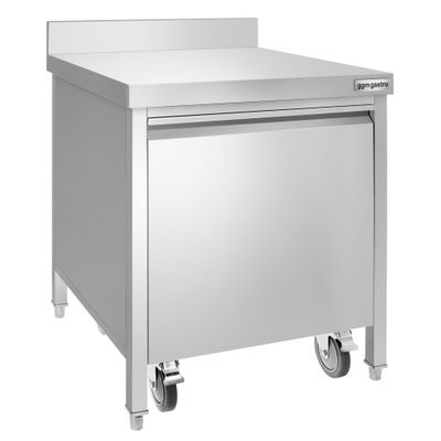 Edelstahl Mülleimer mit Rollcontainer & Aufkantung  - 50L