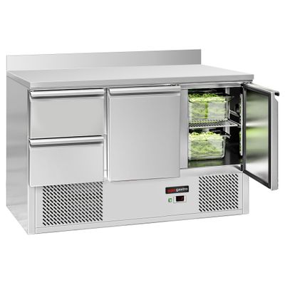 Kühltisch ECO - 1370x700mm - mit 2 Türen & 2 Schubladen & mit Aufkantung