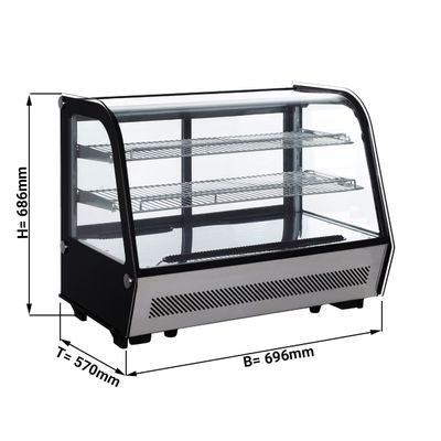 Tabletop refrigerated display case - 120 litres - 690mm - with LED lighting & 2 shelves