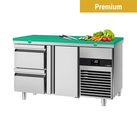 طاولات تبريد مع لوح تقطيع أخضر