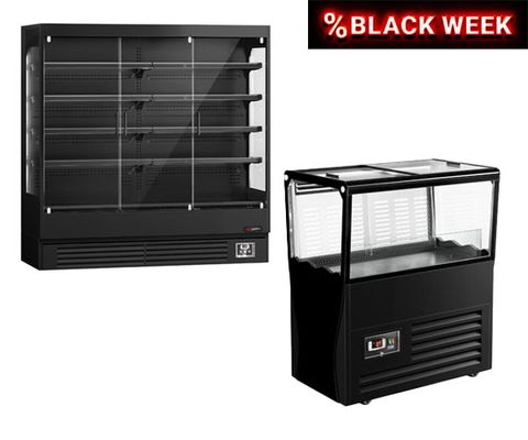 Islas de refrigeración y estantes murales de refrigeración