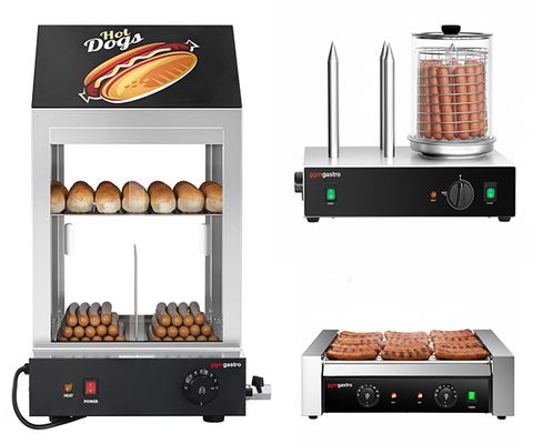 Hot Dog grills, bread roll & French fries warmer