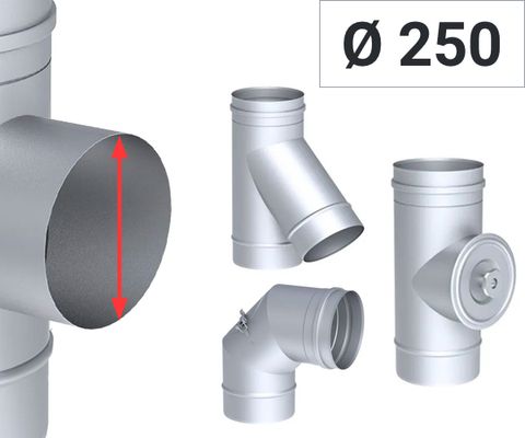 Ø 250 - ventilationsrör enkelväggiga