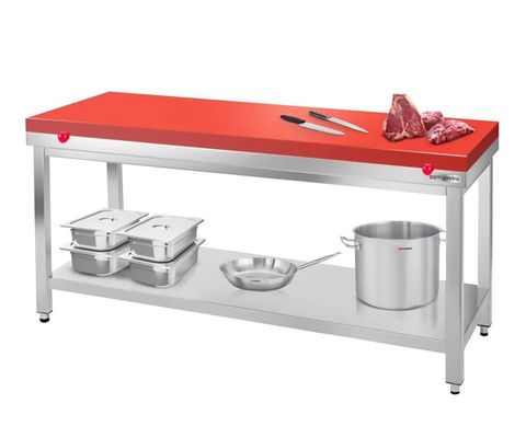 Arbetsbord med Röd Skärbräda & Bottenhylla 700 Djup