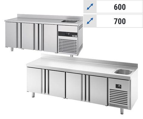 طاولات تبريد مع حوض غسيل الأيدي