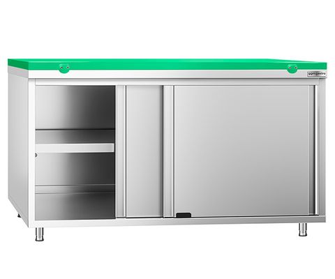 Armoire de travail avec planche à découper verte