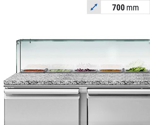 Saladettes with glass top