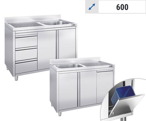 Diskskåp med inbyggda element - 1 ho - 600 mm