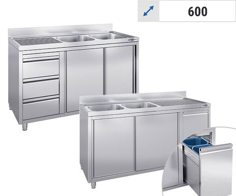 Diskskåp med inbyggda element - 2 hoar - 600 mm