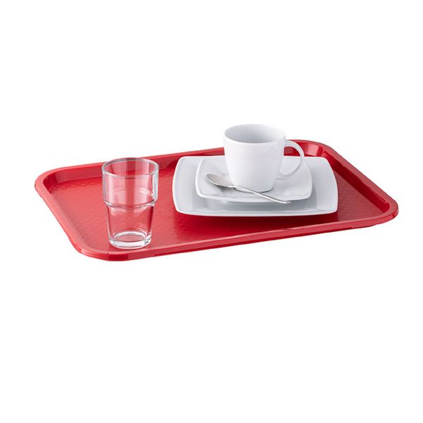 (6 Stück) FAST FOOD Tablett - Polypropylen - 410x305mm - Rot
