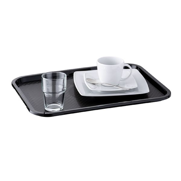 (6 Stück) FAST FOOD Tablett - Polypropylen - 410x305mm - Schwarz